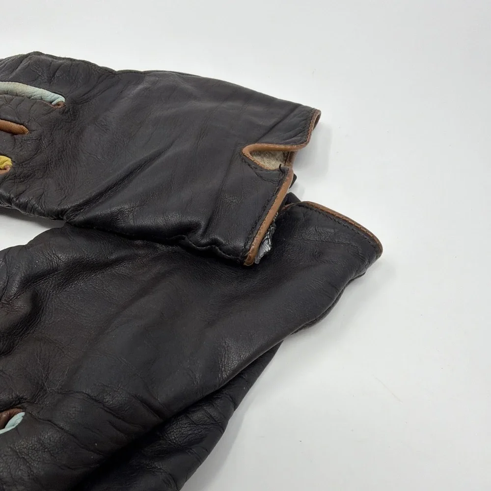 Vintage Multicolored Leather Driving Gloves  - MYWALLIT Made In Amsterdam Sz 7.5